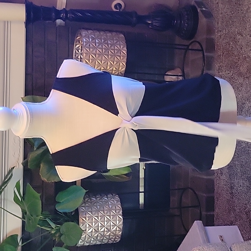 BCBGMAXAZRIA M BLOUSE BLACK AND LIGHT BLUE